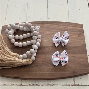 Charming snowman face Bow Hair Clips set